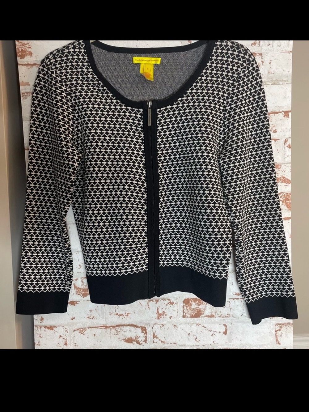 Catherine Malandrino Black and White Geometric Cardigan